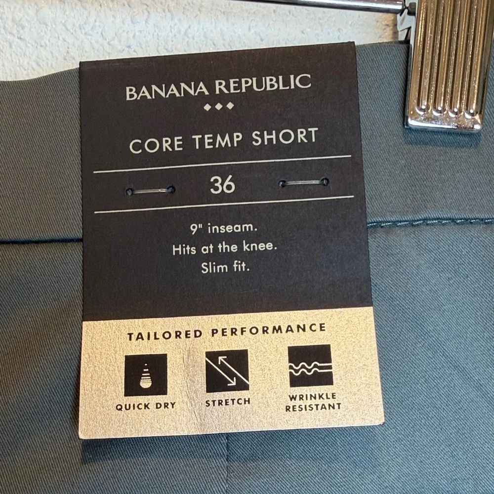 Banana Republic Core Temp Men’s Chino Shorts - Gray Size 36 NWT